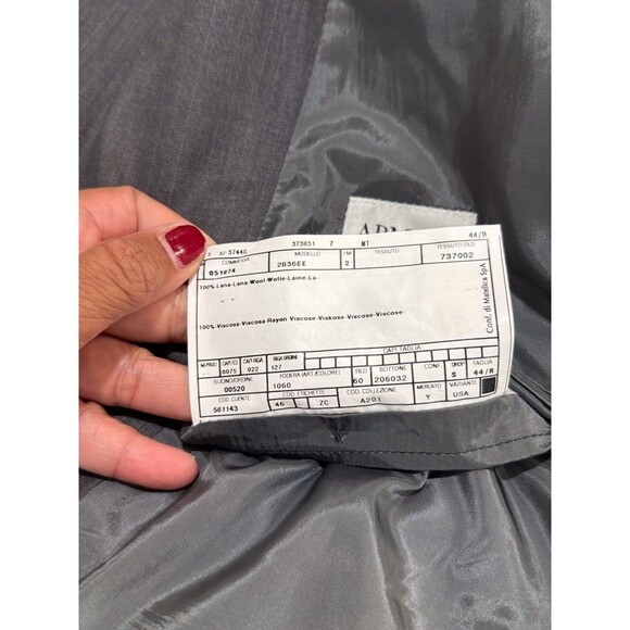 Armani Collezioni Mens Blazer Gray Pinstriped Super 150s Wool Suit Jacket 44R - Picture 5 of 14